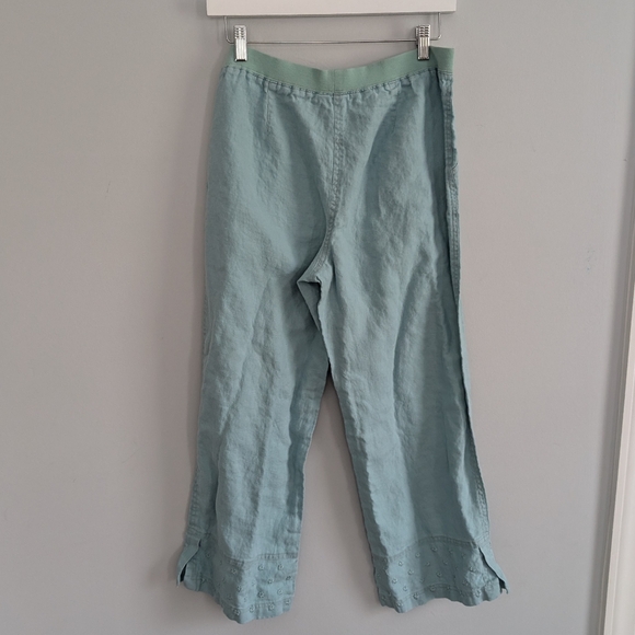 Women's J.jill Linen With EmbroiderybLight Blue Wide-Leg Pants XS - Picture 2 of 5
